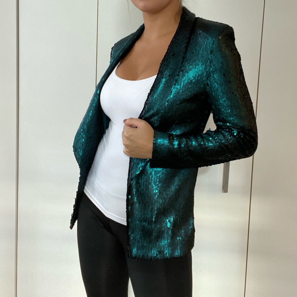 Green sequin blazer